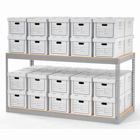 GLOBAL INDUSTRIAL Record Storage With Boxes 72W x 30D x 36H, Gray B2297943
